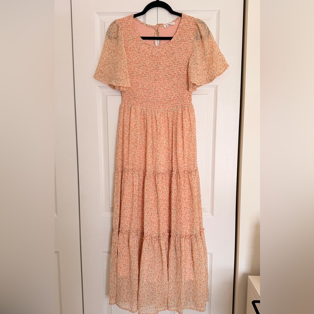 In Bloom Coral Peach Floral Dress